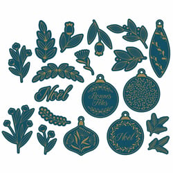 19 étiquettes Noël - Bleu et Or