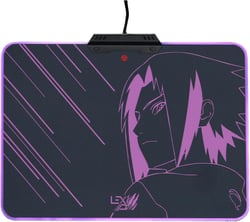 Lexip x Tsume - Tapis de Souris Naruto Shippuden - Rétroéclairage LED - Rigide avec Une Armature en métal - Surface Micro texturée à Faible frottement - Base antidérapante (Sasuke)