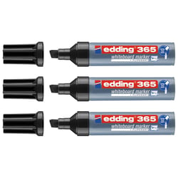 Lot de 3 marqueurs pour tableaux blancs pointe biseautée 2-7 mm - EDDING - Noir - 365