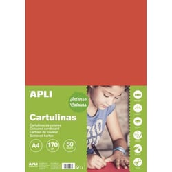 Apli 14239 - Carton de couleur rouge format A4 180gr. 210x297mm