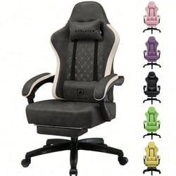 Chaise gaming ergonomique GTPLAYER Papillon brodé - PU - Noir/gris - 55x51x130 cm