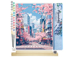 Peinture par Numéro Figured'Art - Fleurs de cerisier de Tokyo - Kit de Loisir Créatif DIY Numéro d'Art Complet - 40x50cm toile roulée + châssis en bois à monter