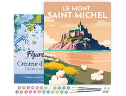 Peinture par Numéro Figured'Art avec Cadre Affiche Vintage Mont Saint-Michel - Activité Manuelle Kit de Loisir Créatif DIY Numéro d'Art Complet - 40x50cm toile tendue sur châssis