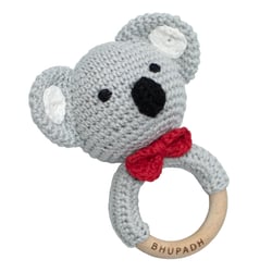 Hochet coton tricot bois naturel