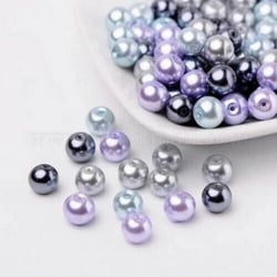 Perles ronde en verre nacré en mélange coloris assortis 6 mm Lot F
