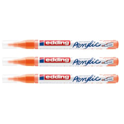 Lot de 3 marqueurs peinture acrylique pointe fine 1-2 mm - EDDING - Orange fluorescent