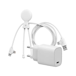 XOOPAR Chargeur Mr BIO FastCharge + Câble USB A+C/micro USB+ USB C+ Lightning Blanc