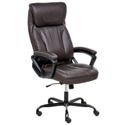 Fauteuil de Bureau Marron Foncé en Cuir PU Siège Inclinable Réglable en Hauteur Rembourrage Épais