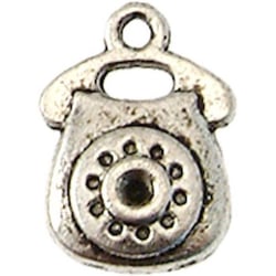 MégaCréa - Breloque en métal Téléphone 17mm Argenté (10 pièces)