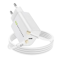 Mayaxess Chargeur Secteur pour iPhone 13 Pro 18W + Câble Lightning 1m Blanc
