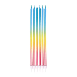 Bougie longue et fine - lot de 6 - multicolore