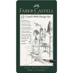 Boîte métal de 12 crayons graphite Castell 9000 Faber-Castell