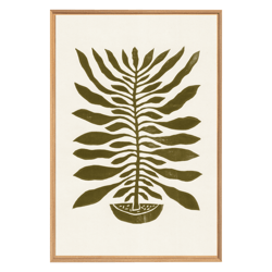 Tableau mural encadré feuille verte 65x97 cm
