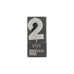 Bougie argentée pailletée chiffre 2