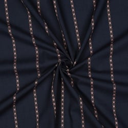 Tissu Voile de Coton Jacquard Olivia fines rayures brodées sur fond Bleu marine