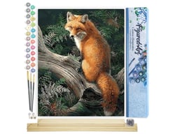 Peinture par Numéro Figured'Art - Renard dans les Fougères - Kit de Loisir Créatif DIY Numéro d'Art Complet - 40x50cm toile roulée + châssis en bois à monter