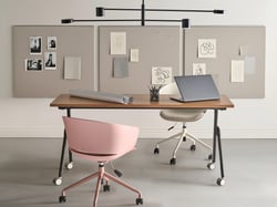 Bureau Pliant Marron et Noir Structure en Métal Rectangulaire à Roulettes Mobile 160 x 60 cm Style Moderne