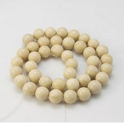 Fil de 56 perles ronde en pierre naturelle fabrication bijoux 6 mm FOSSILE