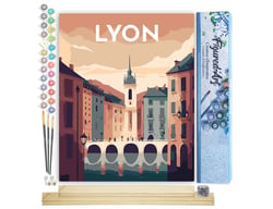 Peinture par Numéro Figured'Art - Affiche Vintage Lyon - Kit de Loisir Créatif DIY Numéro d'Art Complet - 40x50cm toile roulée + châssis en bois à monter
