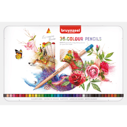 Crayons de couleur - 36 teintes - Mine épaisse - Boîte métal - Bruynzeel