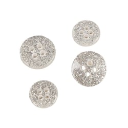 Lot de 6 boutons rond pailleté argent