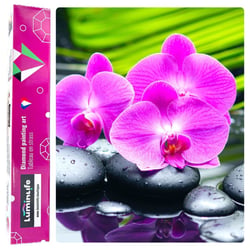 Diamond Painting Broderie Diamant LUMINLIFE 40x50cm, 100% strass, diamants ronds - Orchidées roses