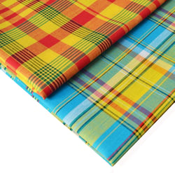 Duo de 2 coupons tissus madras - 50 x 160cm chacun - designers-factory