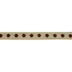 Bobine 25m galon marron Pois Marron en lin 11mm