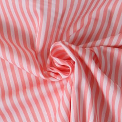 Tissu Coton imprimé  rayé Lisalou sur fond Rose saumon - Au mètre