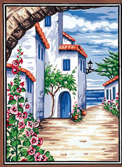 Canevas Pénélope Antique Au loin la mer 30x40cm