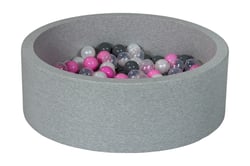 Piscine à balles Aire de jeu + 150 balles perle, transparent, rose clair, gris - Velinda