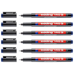 Lot de 6 marqueurs permanents - EDDING - Pointe super fine 0,3 mm - Bleu
