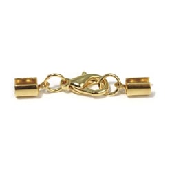 Fermoir pour bijou , 4mm ø, or, assemblé av. carabinier, 1 pce