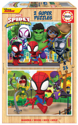 2 X 25 pieces puzzle Spidey - Educa Borras - Jaune