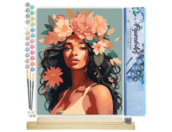 Peinture par Numéro Figured'Art - Beauté couronnée de pivoines - Kit de Loisir Créatif DIY Numéro d'Art Complet - 40x50cm toile roulée + châssis en bois à monter