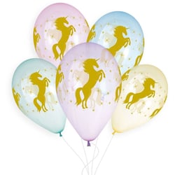 5 Ballons Licorne Or Ø33cm