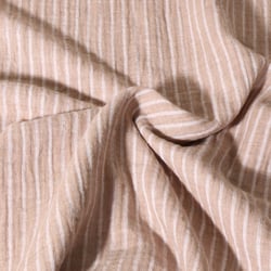 Tissu Double gaze de Coton Poppy Rayé blanc sur fond Beige