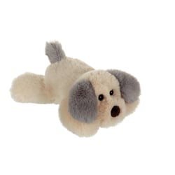 Peluche - Peluche Chien Allongé Douceur Crème Oreilles Grises - 20 cm