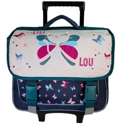 Cartable à roulettes Lililou Chat Papillons 38 CM Haut de Gamme
