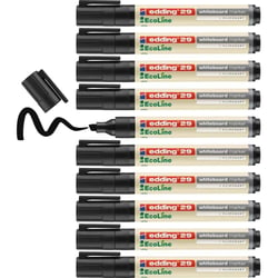 Lot de 10 Marqueurs Tableaux Blancs EDDING EcoLine 29 Noir - Pointe Biseautée 1-5 mm