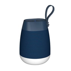 Enceinte Bluetooth Sans Fil Tissu Cylindrique Subwoofer Étanche Avec Lumière RGB Bleu YONIS