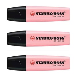Lot de 3 surligneurs pointe biseautée - STABILO - Rose pastel - BOSS ORIGINAL