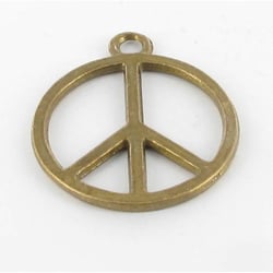 MégaCréa - Breloque en métal Grand peace and Love Bronze (10 pièces)