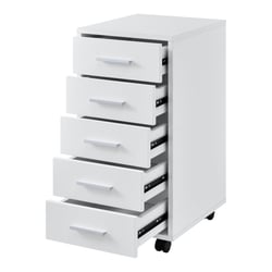 Caisson à roulettes mobile avec 5 tiroirs en MDF 63 cm blanc
