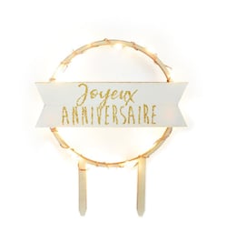 Cake topper led Joyeux Anniversaire
