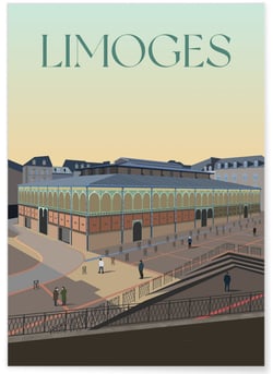 Affiche ville Limoges 4 | A3 : 29,7x42cm
