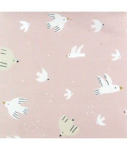 Tissu coton enfant oiseaux de 150 cm de largeur Rose vendu par 50 cm