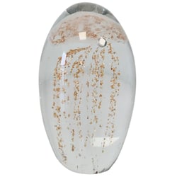 Presse papier sulfure méduse beige en verre 8 cm