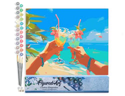 Peinture par Numéro Figured'Art - Toast de plage - Kit de Loisir Créatif DIY Numéro d'Art Complet - 40x50cm sans châssis en bois