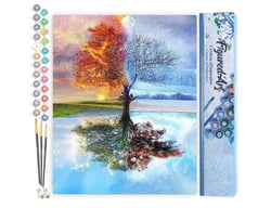 Peinture par Numéro Figured'Art - Arbre 4 Saisons - Kit de Loisir Créatif DIY Numéro d'Art Complet - 40x50cm sans châssis en bois